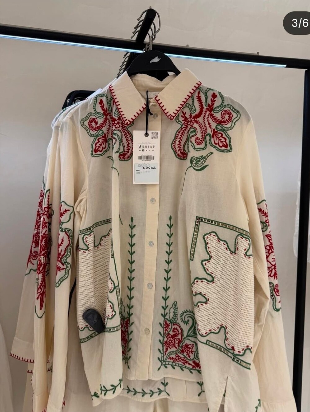 Sz S Zara ZW COLLECTION EMBROIDERED SHIRT MULTICOLORED  5107/065